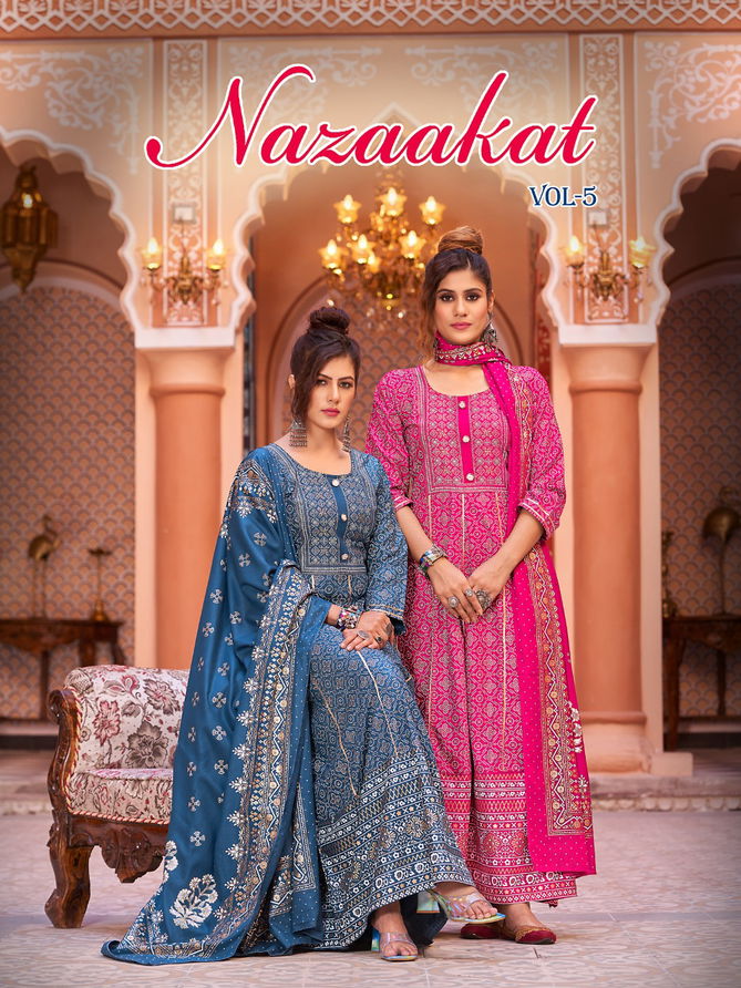 Banwery Nazaakat 5 Fancy Festive Wear Wholesale Anarakli Kurti With Dupatta
